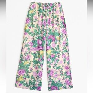 Abercrombie fitch pull on palazzo pant purple floral print xl short wide leg